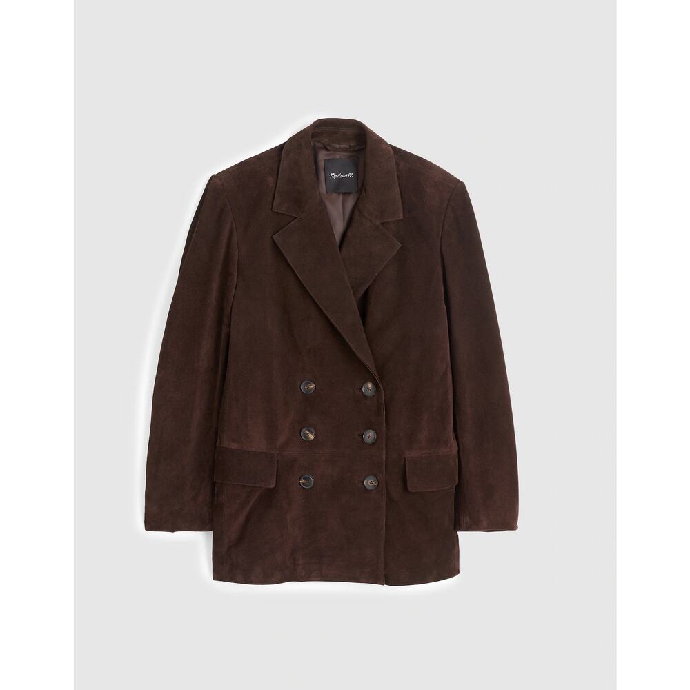 NWT Madewell Double-Breasted Blazer in Suede in Dark Carob Size M - Picture 5 of 6